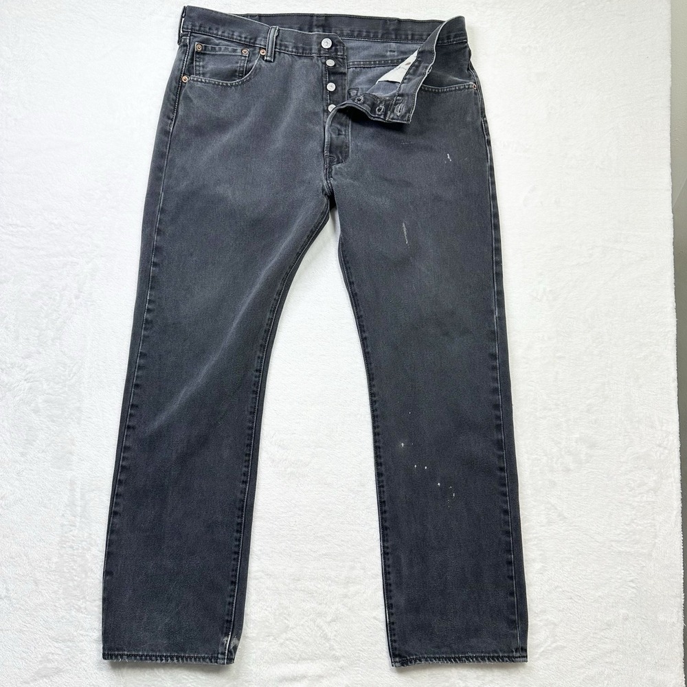 Levis 501 Jeans Mens 38x32 Black Gray Fade‎ Original Fit Measures 36x30 Mexico